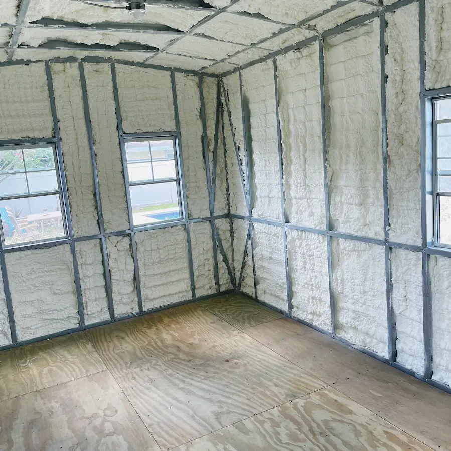 Closed-cell spray foam insulation applied to wall cavities in a residential project in South San Francisco